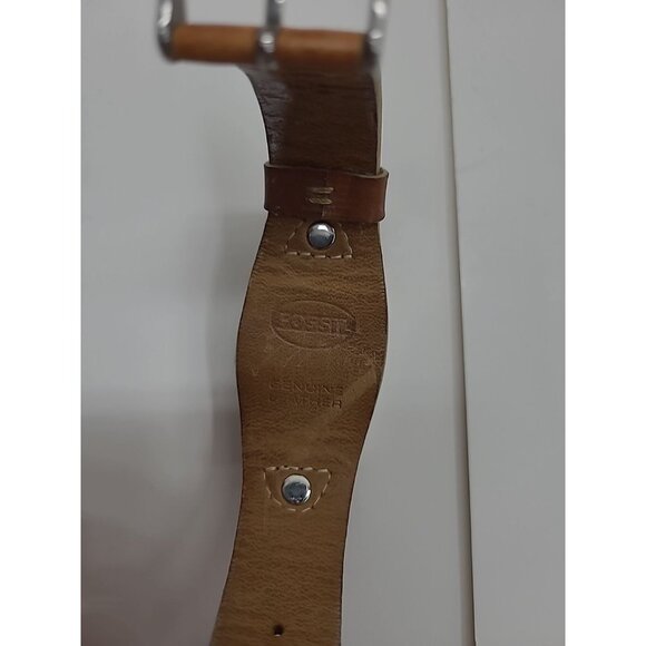 Vintage Fossil Watch Leather Band Women's Y2K 90's Vibes New Battery Works Great - Picture 4 of 6